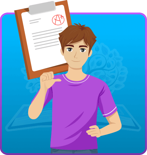 Student celebrating academic success