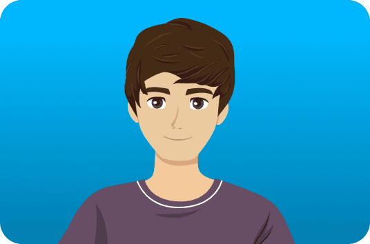 Cartoon of a smiling middle school student
